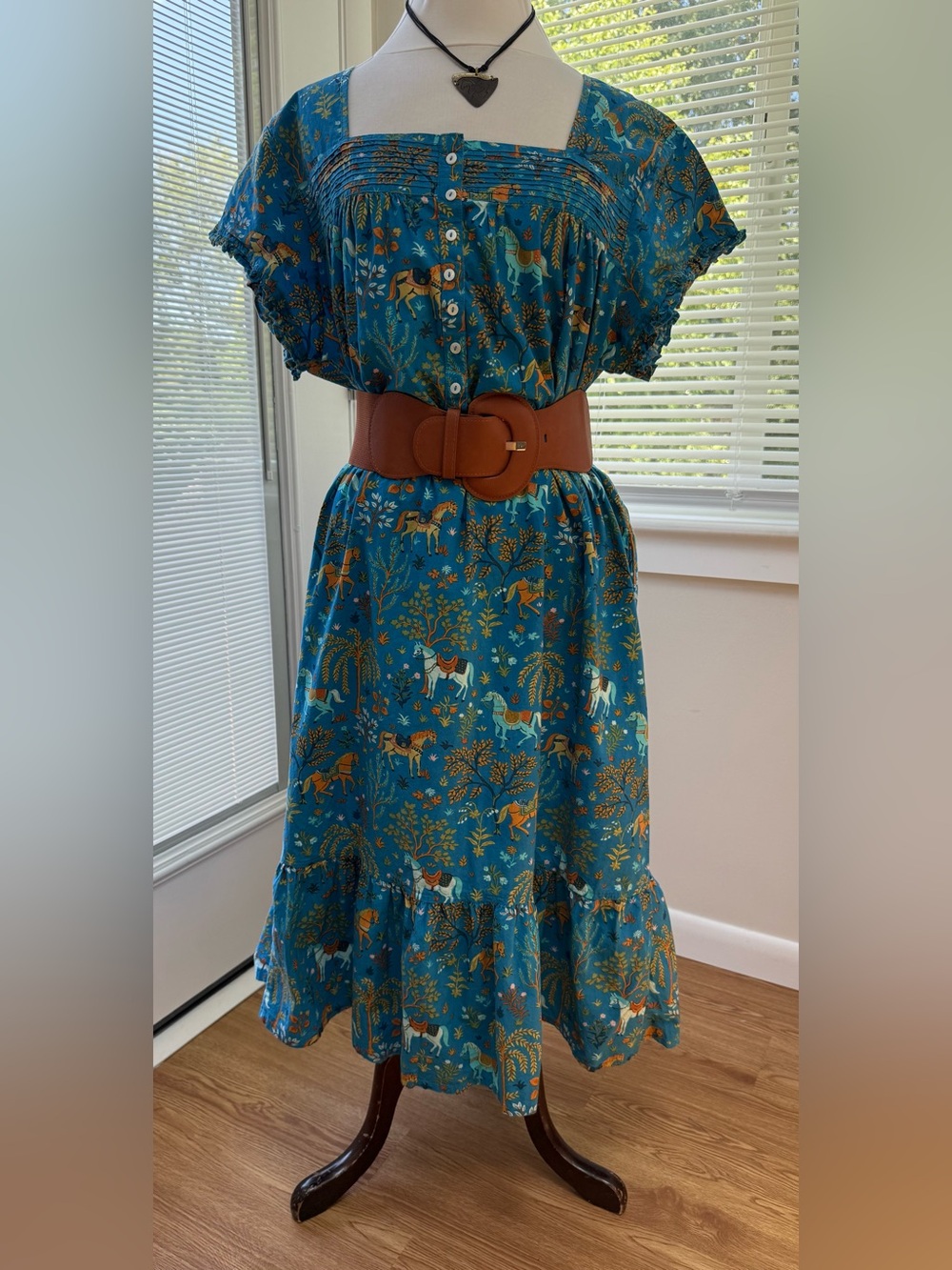 Printfresh Gorgeous Blue Horse Nightgown / House Dress / MuuMuu - Picture 12 of 14